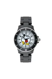 Disney Mickey Sports 40mm White Dial Black Stainless Steel Watch
