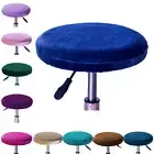 Washable Bar Stool Round Chair Seat Cover Solid Color Chair Slipcover Protector
