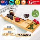 Luxury Bamboo Bath Caddy Bathtub Tray Expandable Rack with Book Wine Holder