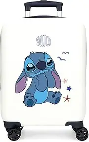 Joumma Disney Stitch Excited Cabin Suitcase White 33 x 50 x 20 cm Rigid ABS Combination Lock Side 28.4L 2 kg 4 Wheels Double Luggage Hand Luggage, White, Cabin Suitcase, White, Cabin Suitcase