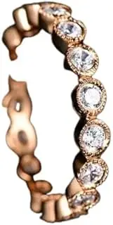 [HEARTS AND YOU] 2.5ct Round Cut Moissanite Wedding Band Bezel Set Full Eternity Rose Gold Plated