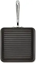 All-Clad E7954064 HA1 Hard Anodized Nonstick Dishwasher Safe PFOA Free Square Grill Cookware, 11", Black