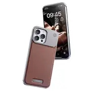 Pop Phones Metal Leather Frameless Aromatherapy Magsafe Case (Suits iPhone 15 Pro Max) - Brown