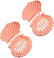 HEALEEP 2Pcs Sea Shell Shape Soap Trays Draining Soap Dishes Made of Material Decorative Bathroom Soap Cases for Tidy Soap Storage for Home Use