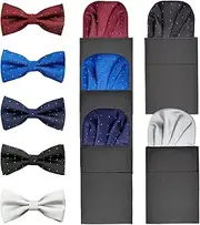 [AUSUAYA] Men's Pre Folded Silk Pocket Squares Set of 5, Prefolded Handkerchief For Business Formal/Suit/Tuxedo GB-PF-H-3