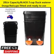 BLACK 20 LITRE ORANGE CUP DUCK Waterer System GRAVITY Fill Water Feeder 2 Cup