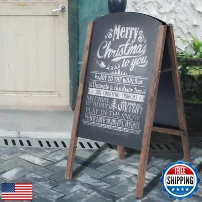 ReunionG A-Frame Wooden Chalkboard, Double-Sided Rustic Standing Blackboard,