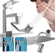 U-Shape Universal Faucet Splash Proof Extender with Rotatable Joint C Type Mechanical Arm Design for Bathroom Sink Water Saving Bubbler Tap Attachment for Easy