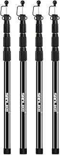 KOMCLUB Telescoping Tarp Poles,Adjustable Tent Poles for Tarp,Heavy-Duty Design,Portable & Lightweight Fiberglass Tent Poles for Shelter,Camping, Awning, 4 Sections Adjustable to 98.51 in(2Set of 4