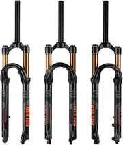 BOLANY 27.5/29inch Bike Suspension Fork 120mm Travel 28.6mm (1-1/8inch)*220mm Thread-Less Straight Steerer 9mm QR*100mm Spacing Disc Brake Version MTB Air Forks