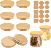 8 Pack Oui Yogurt Jar Lids Reusable Bamboo Wood Lids with Silicone Rings