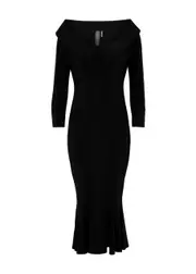 Norma Kamali Off-the-shoulder Jersey Midi Dress - Black - S (UK8-10 / S) S (UK8-10 / S)