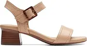 [Clarks] Women's Pink Wedge Sandal - Desirae Coast - Casual Wedge - Almond Toe - Mesh Lining - Adjustable Strap - Business Casual - 26177078