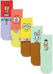 [SPONGEBOB SQUAREPANTS] Socks 5 Pack Kids Teens | Girls Boys Multicolour Patrick Squidward Mr Krabs Plankton | Footwear Accessories