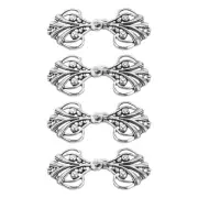 Cloak Clasp, 4 Pairs Sew on Hooks and Eyes Vintage Cape Clasps Buckles(Silver)