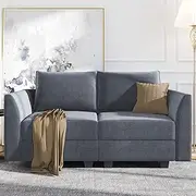 [HONBAY] Modern Loveseat Polyester Fabric Loveseat Sofa for Small Space Modular Sofa with Storage Seat, Bluish Grey