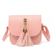 PU Fashion Women Bags Tassel Pendant Pendant Women Single Shoulder Bags All-match Solid Color Messenger Bag Mini Square Bag