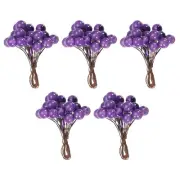 50 Pcs 10mm Artificial Berry Artificial Holly Berries with Wire Stems Purple