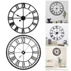 Artiss 50CM Large Wall Clock Roman Numerals Round Metal Luxury Home Decor Black.
