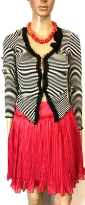 Alannah Hill red pleat skirt, sz. 6 **NWT + FREE striped cardigan, sz. 8