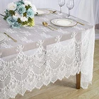 Lace Tablecloth White 60''x120'' Rustic Floral Fabric Rectangle Lace Table