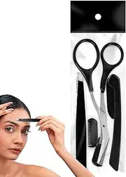 Eyebrow Grooming Scissors, Eyebrow Trimmer Scissors/Set Eyebrow Scissors with Comb - Professional Non-Slip Facial Hair Removal Tool Stainless Steel for Men and Women