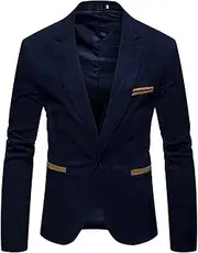 [Generic] Blazer for Men One Button Slim Fit Lightweight Corduroy Trendy Lapel Suit Jacket for Formal and Casual Occasions