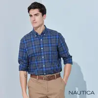 在飛比找momo購物網優惠-【NAUTICA】男裝 經典格紋純棉長袖襯衫(藍)