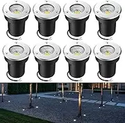 Low Voltage Landscape Lights, 8 Pack LED Well Lights Warm White 3000K 3W 12V-24V AC/DC Outdoor In-Ground Lights IP67 Waterproof Landscape Lighting for Floor Driveway Garden