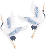 BELLIFFY 2pcs Crane Shape Embroidered Patch DIY Repair Patch for Clothes Bags Hats and Accessories Stylish Applique for Creative Embellishment and Mending