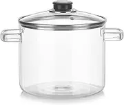 Soup Pot Large Capacity Cooker Electric Pottery Stove Cooking Pot Instant Noodles Household Soup Pot Braised Soup Pot with Cover Double Ear Glass Pot