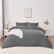Linenova Pre-Washed Charcoal Quilt Cover Set