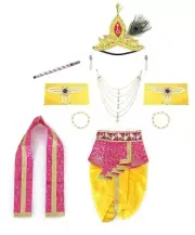 Baby Krishna Kanha JI Dress for Janmashtami with Mukut & Flute Size 6 Month