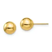 Madi K Kid's Earrings 14k Yellow Gold Polished 7mm Ball Post and Push