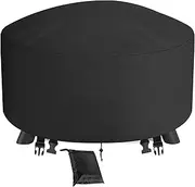 Fire Pit Cover Round 101CM BBQ Cover Outdoor Waterproof Firepit Cover Patio Fire Table Cover Outdoor 40 Inch Round Fire Bowl Cover for Garden, Lawn, Heavy Duty 600D - 101x101x50CM
