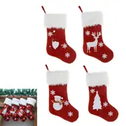4pcs Christmas Stocking With Lights Pendant for Xmas Tree Home Party Decor-Santa Claus and Snowman and Elk and Christmas tree