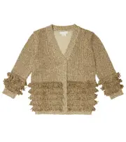 [Stella McCartney Kids] Stella McCartney Kids Fringed cotton-blend cardigan Y 6 brown
