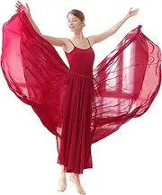 [DanceDaily] Women's Long Ballet Skirt with 720 Degree Skirt Hem, Elastic Waistband, Flowy Chiffon