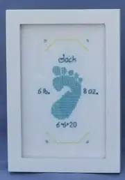 Completed Personalized Newborn Baby Birth Record Counted Cross Stitch - Framed