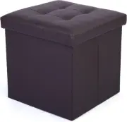 LotFancy Storage Ottoman 13"D x 12"W x 12"H, 13'' Cube-brown