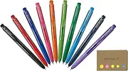 Uni-ball Signo RT1 Retractable Gel Ink Pen, Micro Point 0.38mm, Rubber Grip, 10 Color Ink, Sticky notes Value Set