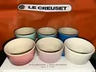 NIB Set of 6 LE CREUSET Mini Ramekins Petite Casserole 100 ml 3.5 Oz Mint Pink