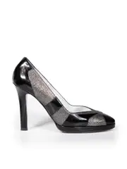 Black & Silver Panelled Pumps