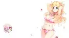 Anime girls bikini blonde chibi cleavage twintails long Playmat Gaming Mat Desk