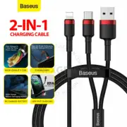 Baseus 2-in-1 USB & Type-C To iPhone Cafule Braided Fast Charge Charging Cable