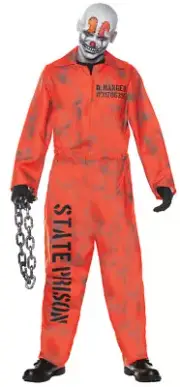 Men's D. Ranged Costume Convict Prisoner Insane Asylum Escapee Halloween