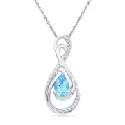 14k White Gold Oval Created Blue Topaz Solitaire Pendant 3/4 Cttw