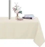 Fitable Table Cover Outdoor and Indoor Tablecloth - Washable Waterproof Wrinkle Free Table Cloth with Zipper and Umbrella Hole for Spring/Summer/Party/Picnic/BBQS/Patio Beige 60x84 inch
