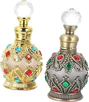 DRESSOOS 2pcs Oil Dispensing Bottle Essential Oil Container Vintage Glass Perfume Dispenser Empty Perfume Bottle Shiny Diamond Inlay for Home Decor