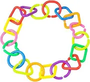 FIXOSHEE 35Pcs Geometric Linking Rings for Boy Girl for Color and Shape Recognition Ring for Playtime and Easy Attachment to Strollers Cribs and Bags